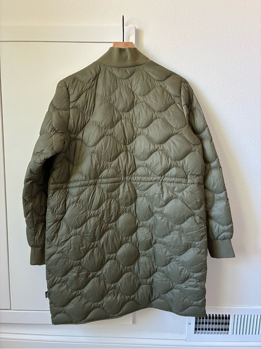 Eddie Bauer Olive Green Quilted Long Puffer Jacket - Picture 4 of 5